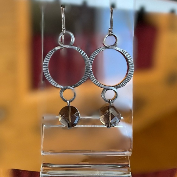 Signed Silpada 925 Sterling Silver Faceted Brown Smoky Quartz drop earrings - Picture 13 of 14